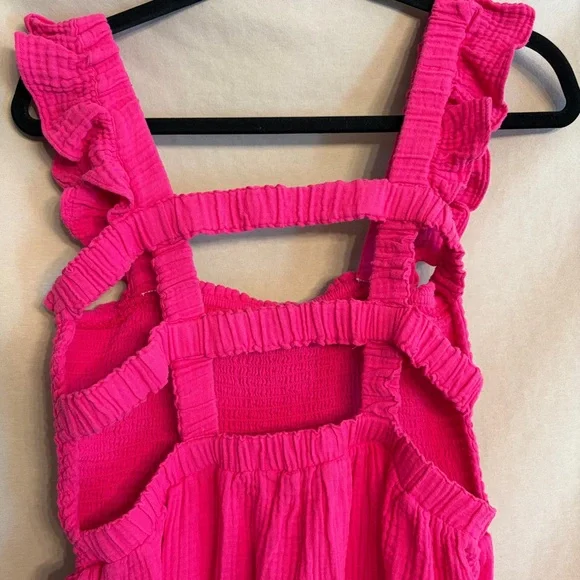 “New In” brand Girls’ Large Pink Tiered Ruffled Dress with Ruffled Straps - Picture 4 of 7